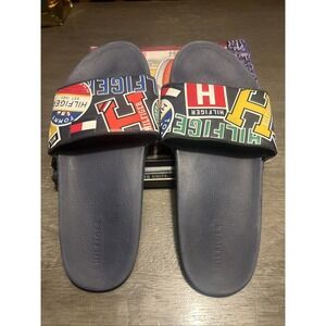 Tommy Hilfiger Logo Slides Men's Size 12 Black Foot Bed